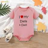 Easyclean Half Sleeves Onesie with I Love My Dada & Dadi Print