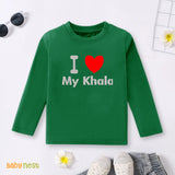 Full Sleeves T-shirt with I Love My Khala Print