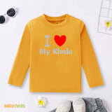 Full Sleeves T-shirt with I Love My Khala Print