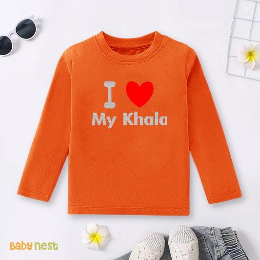 Full Sleeves T-shirt with I Love My Khala Print