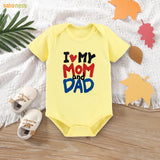 Easyclean Half Sleeves Onesie with I Love My Mom And Dad Print