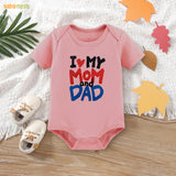 Easyclean Half Sleeves Onesie with I Love My Mom And Dad Print