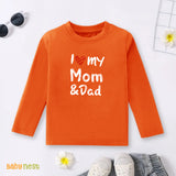 Full Sleeves T-shirt with I Love My Mom & Dad Print