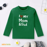 Full Sleeves T-shirt with I Love My Mom & Dad Print