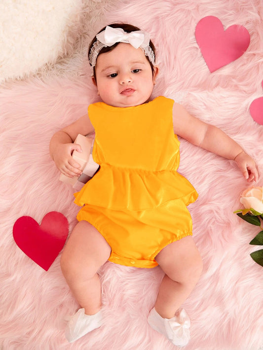 Frock Style Premium Baby Onesie - Yellow