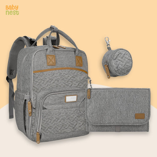 Multifunction Travel Diaper Bag, Maternity Baby Changing Bags, Waterproof, Large Capacity with Accessories - Gray