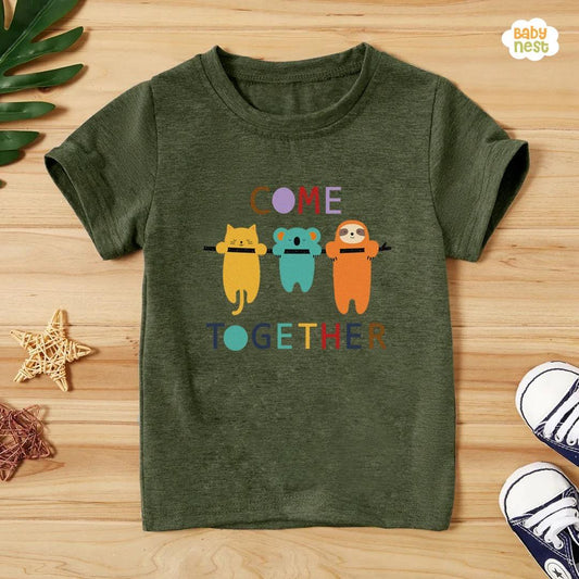 Come Together Half Sleeves T-shirt For Kids - Green