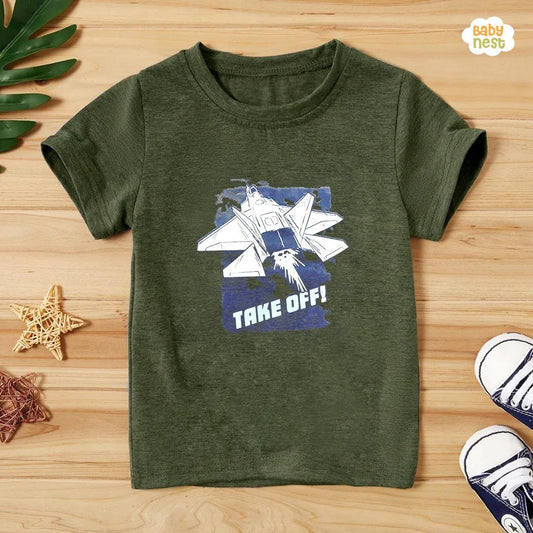 Take off Half Sleeves T-shirt For Kids - Green