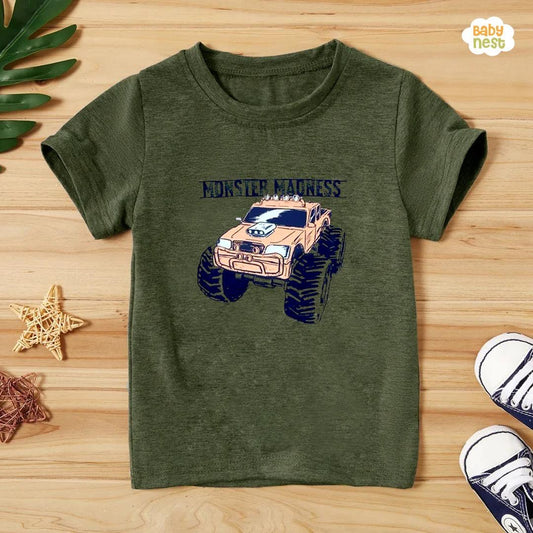 Monster Madness Half Sleeves T-shirt For Kids - Green