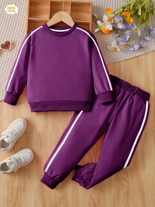 Fleece Sweatshirt with Sweatpants - Purple - Kids Wear 2 Pc Set