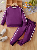 Fleece Sweatshirt with Sweatpants - Purple - Kids Wear 2 Pc Set