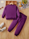 Fleece Sweatshirt with Sweatpants - Purple - Kids Wear 2 Pc Set