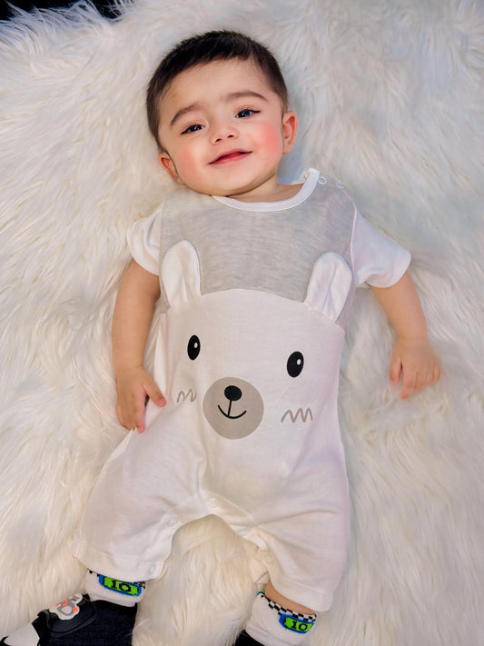 Baby Half Romper - White â€“ Bear