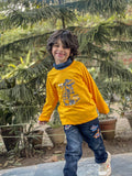Yellow Dino Style Skate the City Printed Full Sleeves T-shirt for Kids