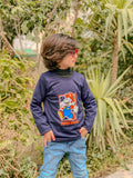 Mario Super Fun Adventures Printed Full Sleeves T-shirt for Kids - Navy