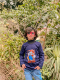 Mario Super Fun Adventures Printed Full Sleeves T-shirt for Kids - Navy