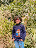 Mario Super Fun Adventures Printed Full Sleeves T-shirt for Kids - Navy