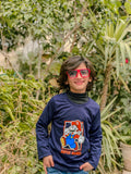 Mario Super Fun Adventures Printed Full Sleeves T-shirt for Kids - Navy