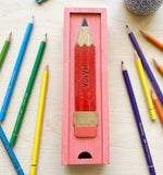 HANIA - Wooden Pencil Box with Sliding Top - Pink
