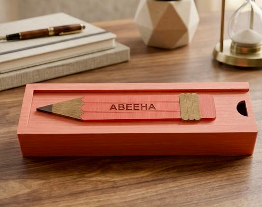 ABEEHA - Wooden Pencil Box with Sliding Top - Pink