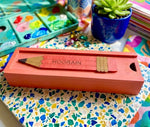 HOORAIN - Wooden Pencil Box with Sliding Top - Pink