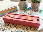 IMAN - Wooden Pencil Box with Sliding Top - Pink