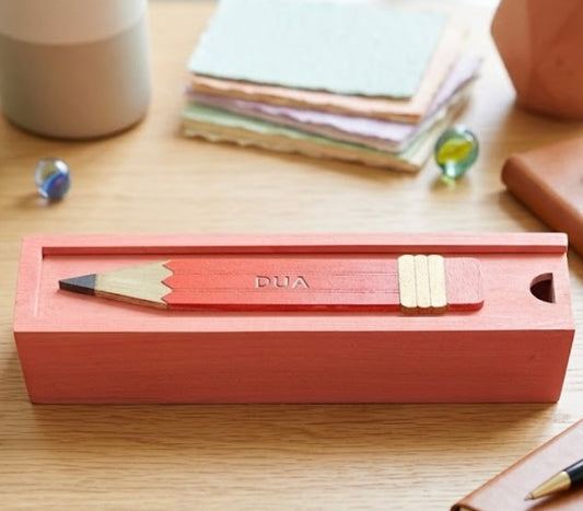 DUA - Wooden Pencil Box with Sliding Top - Pink