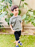 Pique Polo T-Shirt For Kids -Grey Sbt-379