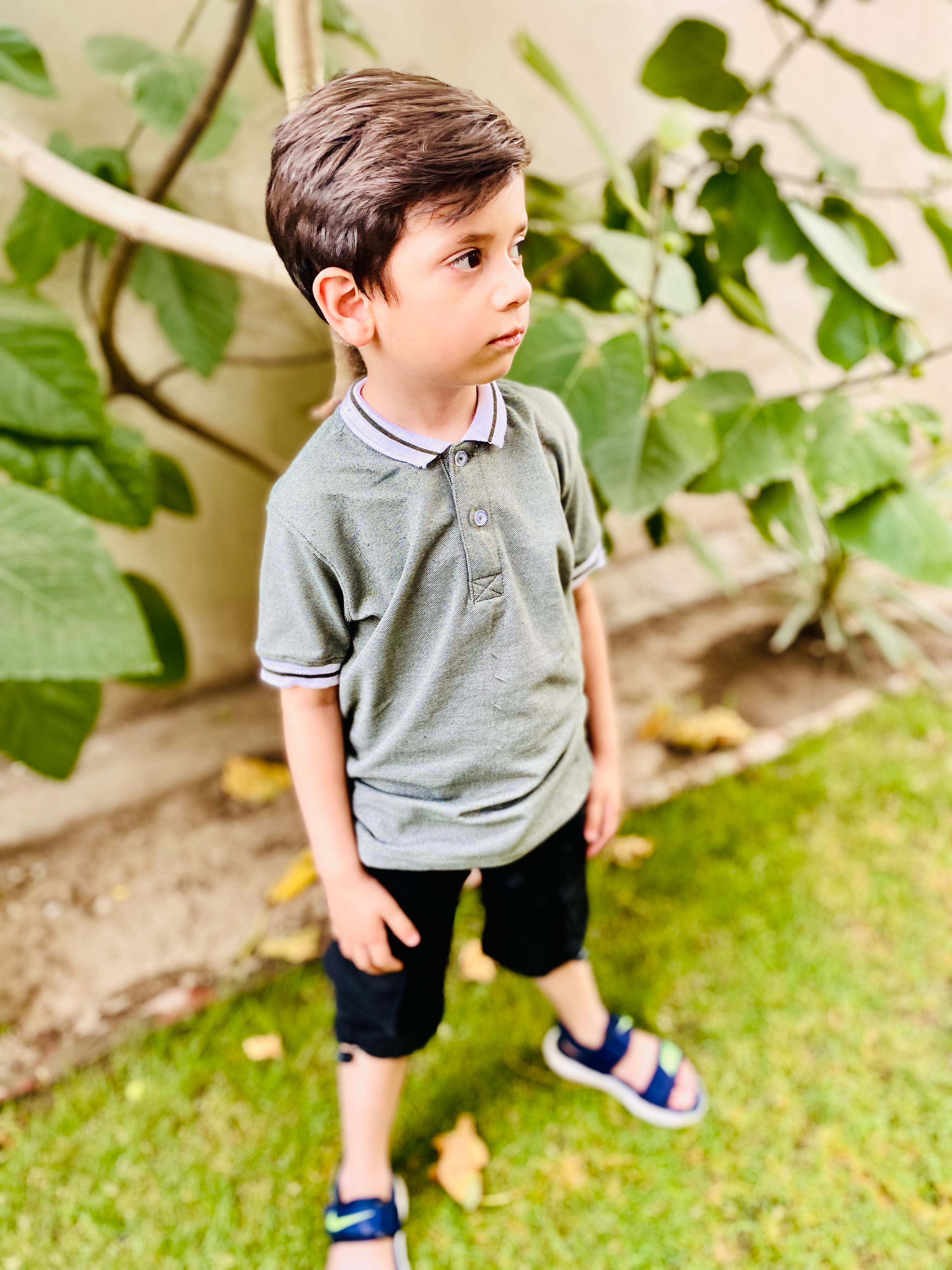 Pique Polo T-Shirt For Kids -Grey Sbt-379