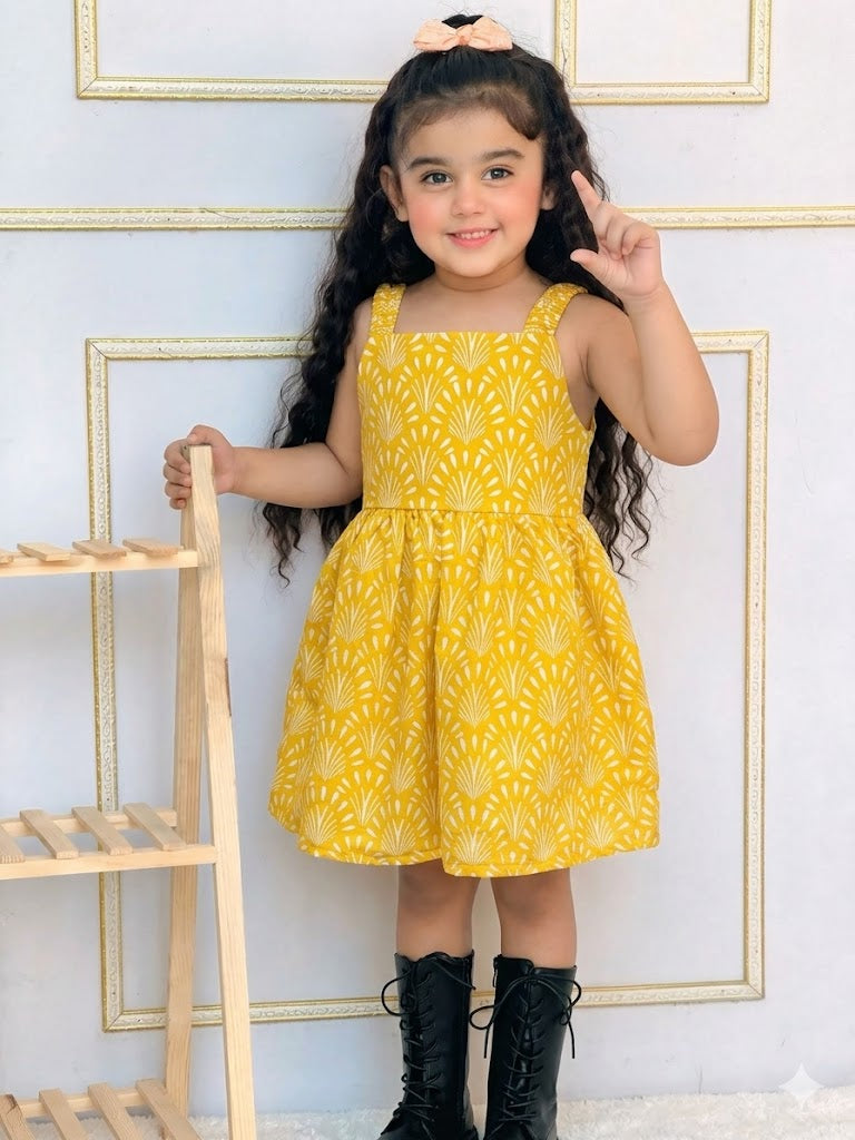 Baby Frock - BNBSF-606 Yellow Leaf