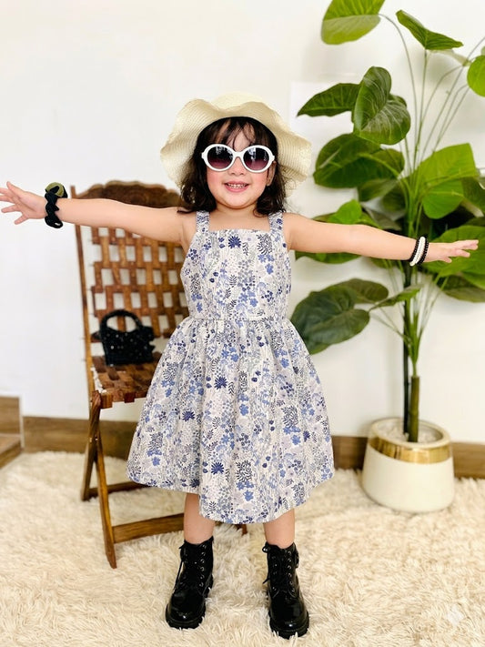 Baby Frock - BNBSF-608 White Plants