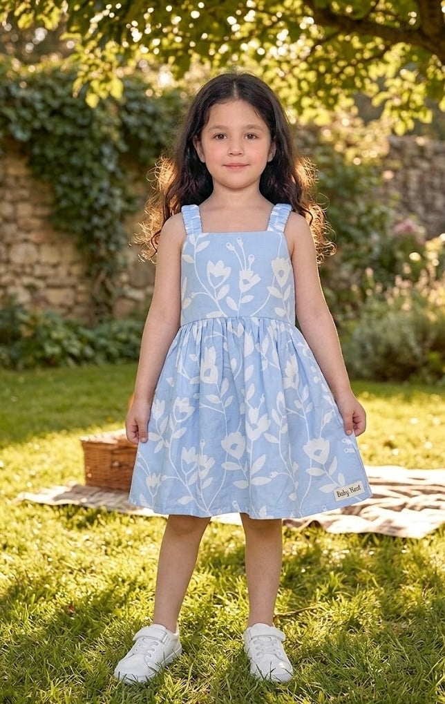 Baby Frock - BNBSF-616 Blue Flowers