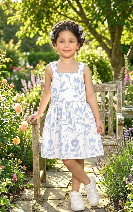 Baby Frock - BNBSF-614 Blue Leafs