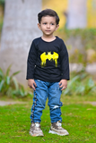 Black Batman Splash Printed Full Sleeves T-shirt for Kids