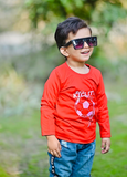 Red Soccer Spirit Lets Kick It Printed Full Sleeves T-shirt for Kids