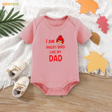 Easyclean Half Sleeves Onesie with I'M Angry Bird Like My Dad Print