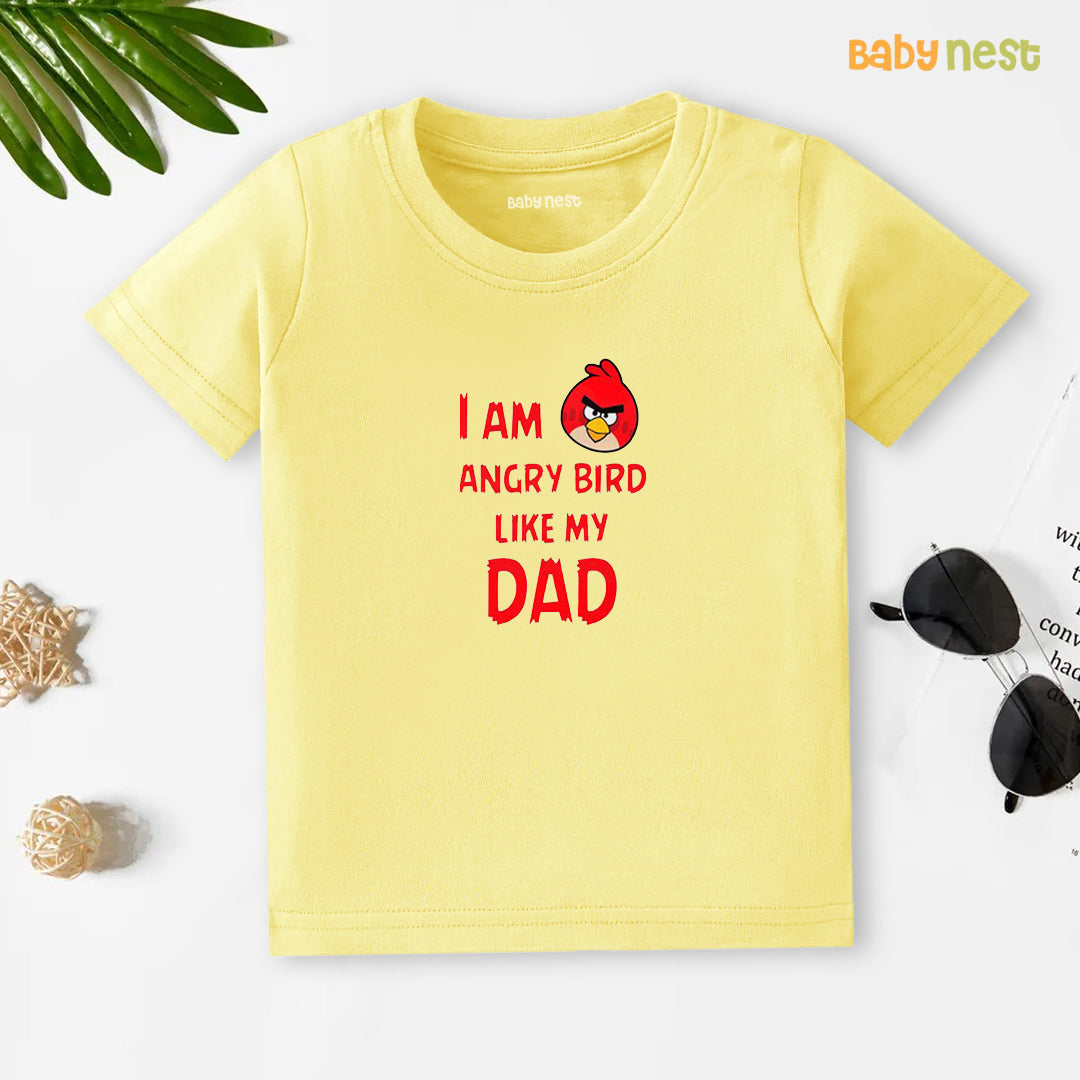 Half Sleeves T-shirt with I'M Angry Bird Like My Dad Print