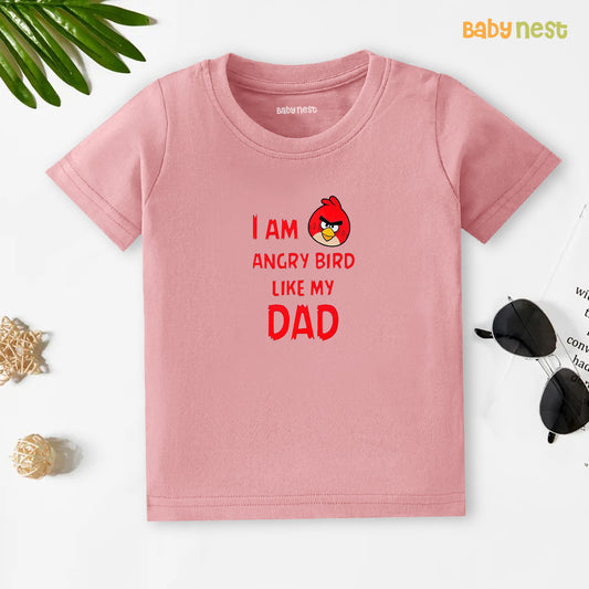 Half Sleeves T-shirt with I'M Angry Bird Like My Dad Print