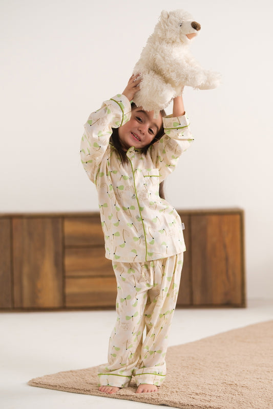 Leafy Dawn - Premium Nightsuit For Girls