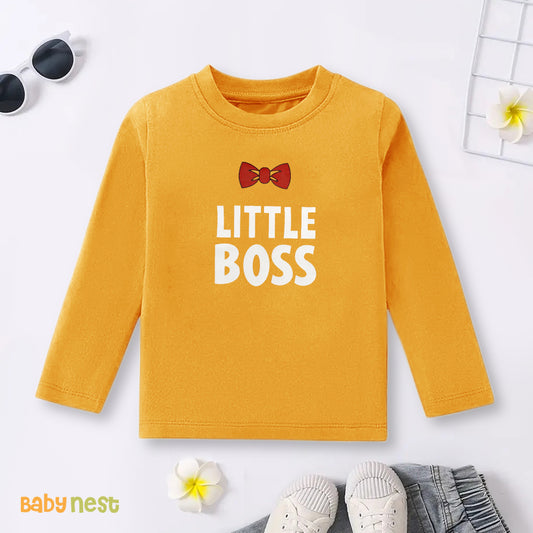 Full Sleeves T-shirt with Little Boss Print