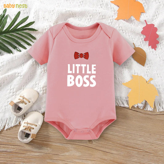 Easyclean Half Sleeves Onesie with Little Boss Print