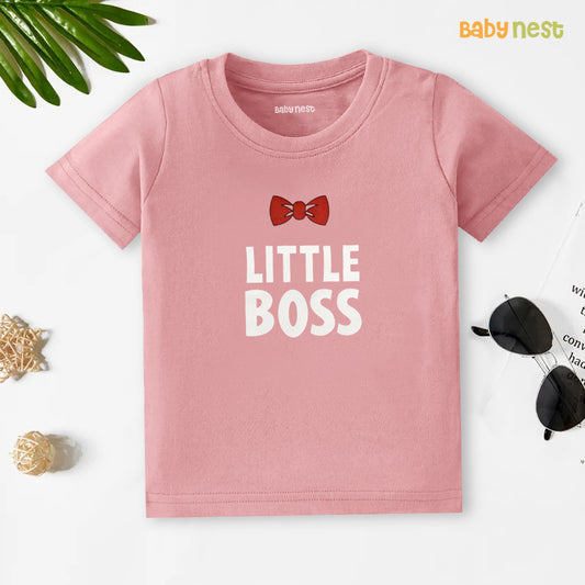 Half Sleeves T-shirt with Little Boss Print