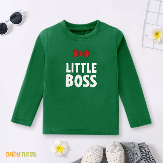 Full Sleeves T-shirt with Little Boss Print