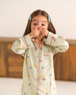 Mint Doodle Glam - Premium Nightsuit For Girls