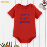 Half Sleeves Onesie with Mommy's Little Man Print-Red