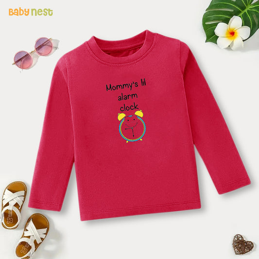 Full Sleeves T-shirt with Mommy's Lil Alarm Clock Print