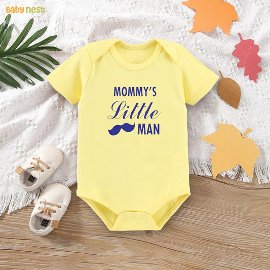 Easyclean Half Sleeves Onesie with Mommy'S Little Man Print