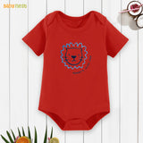 Half Sleeves Onesie with Mommys Mane Man Print-Red