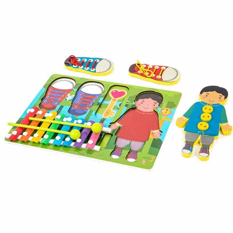 3In1 Wooden Threading Board - Xylophone & Thread Game For Kids
