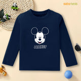 Navy Mickey Mouse Printed Full Sleeves T-shirt for Kids